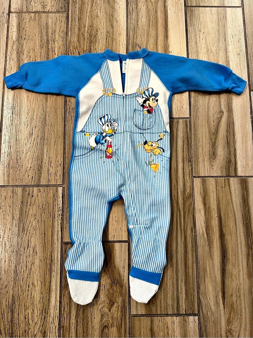 Disney Mickey Mouse Striped Footie Blue Size 2-4 Years